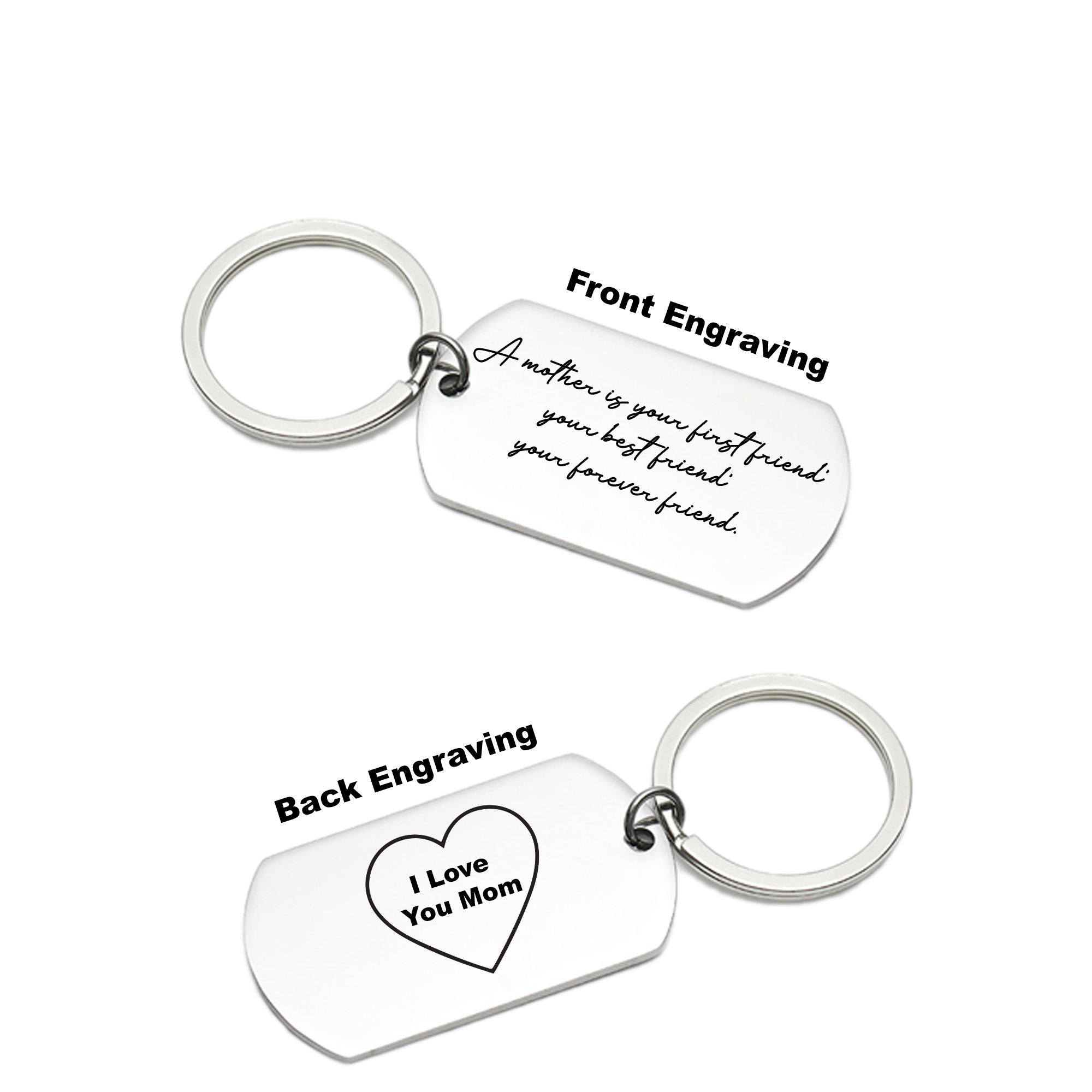 Personalized Mother's Day Keychain – Stainless Steel Gift for Mom