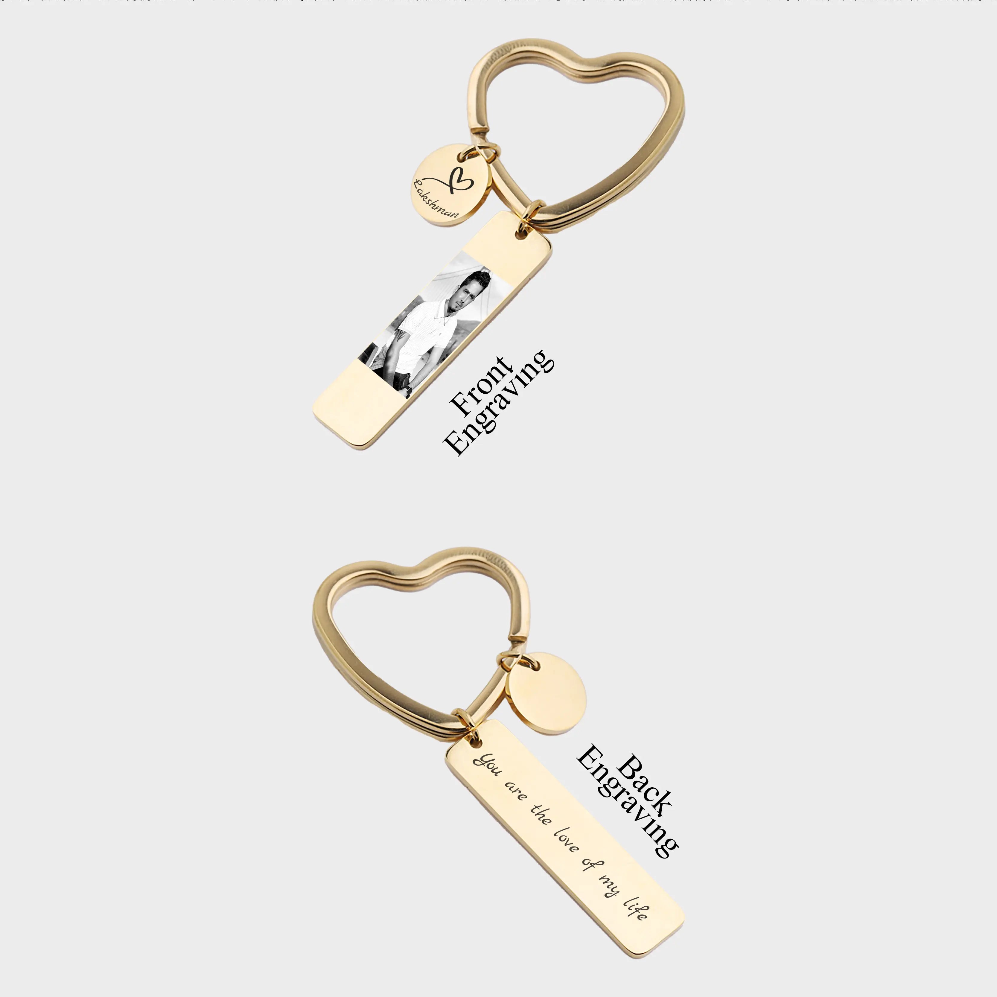 Engraved Couple Photo keychain