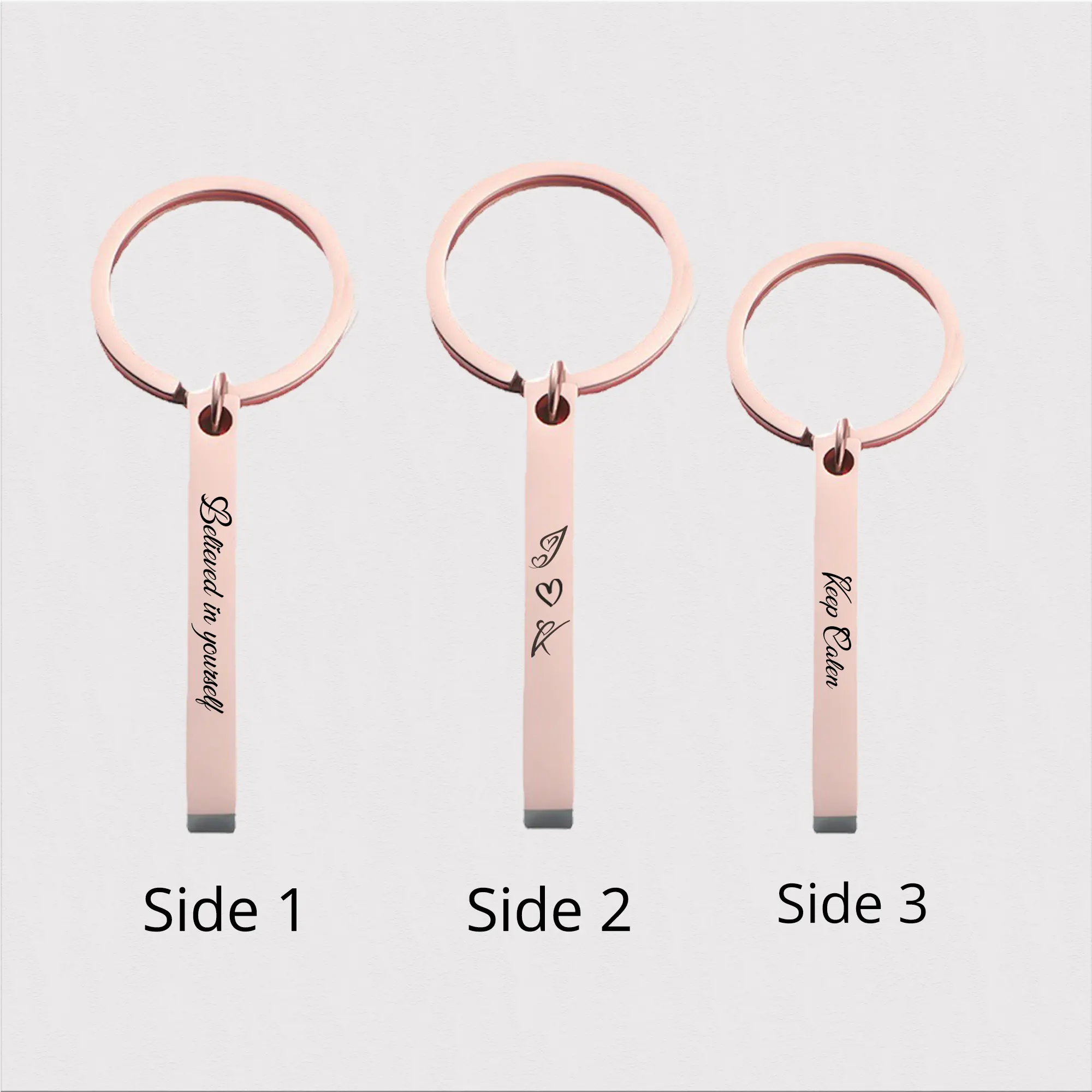 Customized 3D Vertical Bar Engraved keychain
