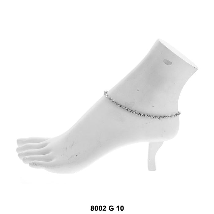 3.5 MM Rope Anklet 8002 S 10" Chain - ChainsOnly