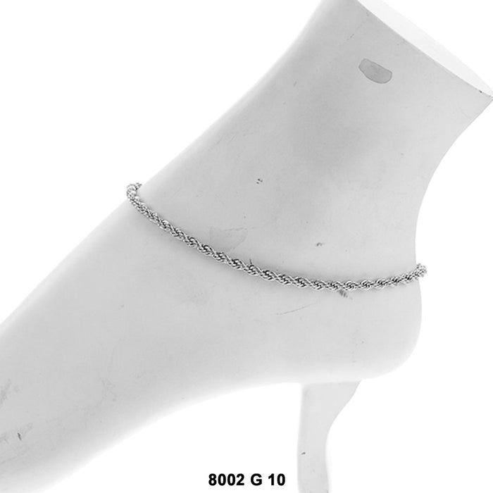 3.5 MM Rope Anklet 8002 S 10" Chain - ChainsOnly