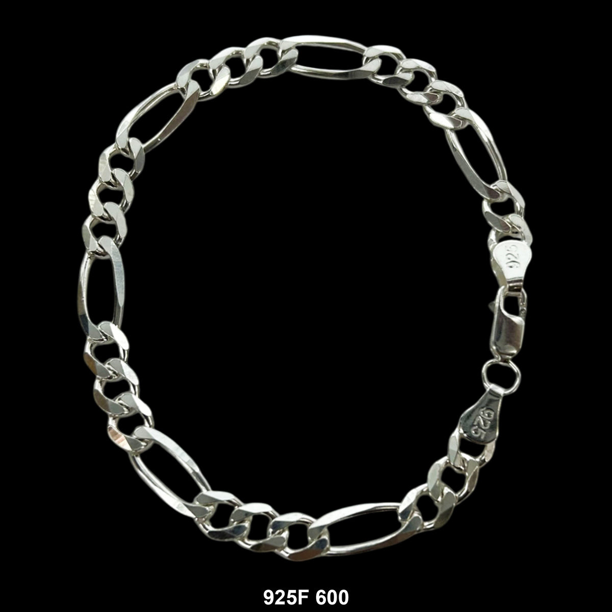 6 MM Figaro Bracelet 925F 600 Chain - ChainsOnly