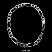 6 MM Figaro Bracelet 925F 600 Chain - ChainsOnly