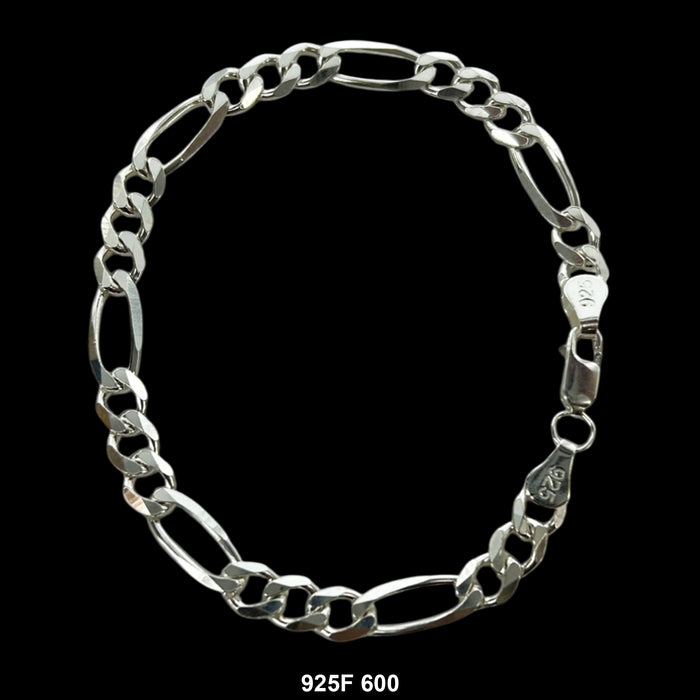 6 MM Figaro Bracelet 925F 600 Chain - ChainsOnly