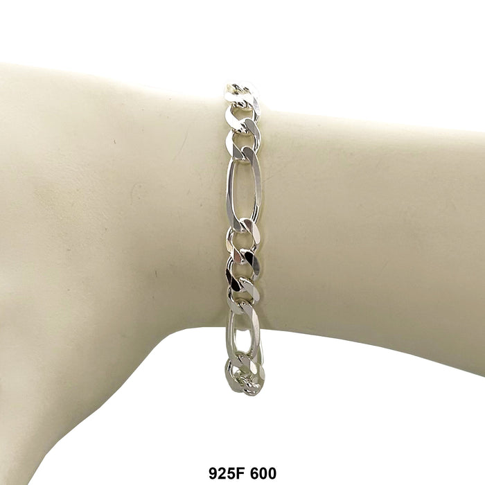 6 MM Figaro Bracelet 925F 600 Chain - ChainsOnly