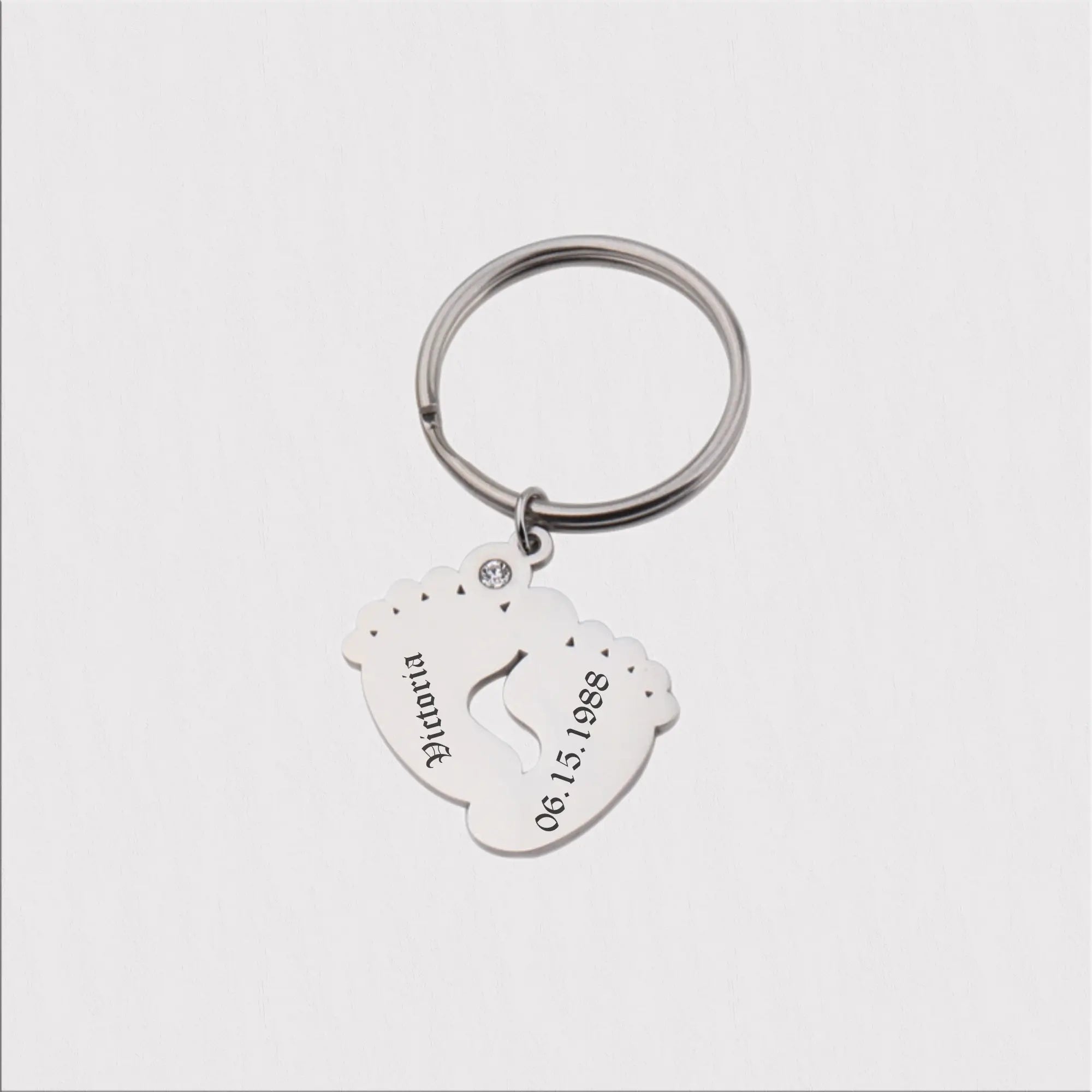 Baby Foot Charm, Engraved Key ring