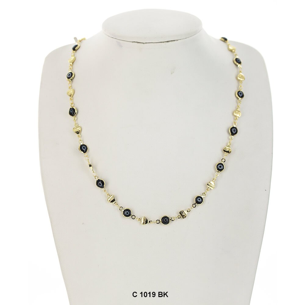 Evil Eye Chain Necklace C 1019 BK - ChainsOnly