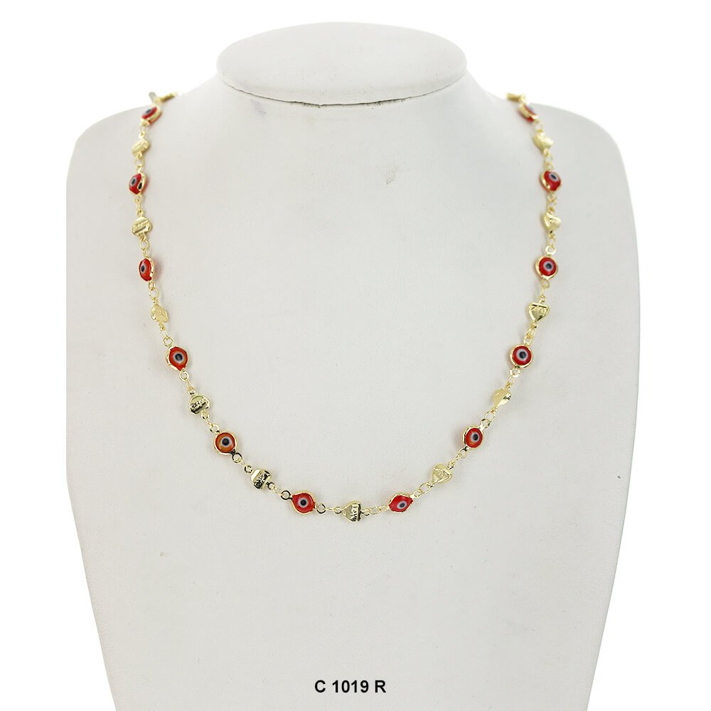 Evil Eye Chain Necklace C 1019 R - ChainsOnly