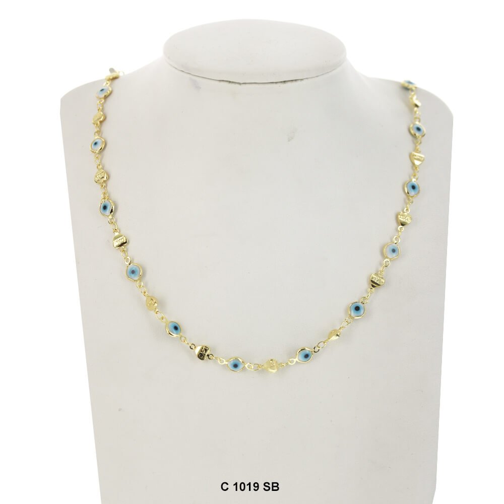 Evil Eye Chain Necklace C 1019 SBL - ChainsOnly
