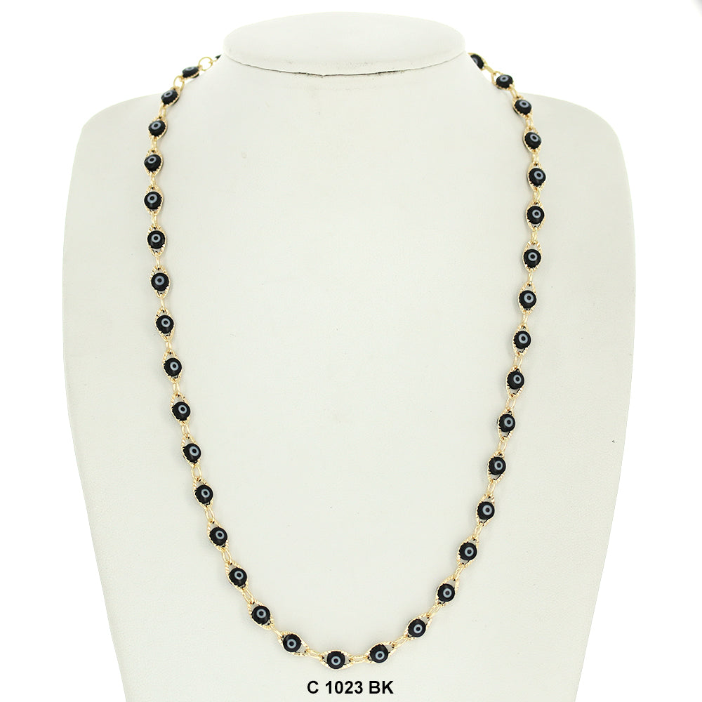 Evil Eye Chain Necklace C 1023 BK - ChainsOnly