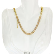 CZ Stones Chocker Chain Necklace C 1024 AB - ChainsOnly