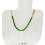 CZ Stones Chocker Chain Necklace C 1024 GR - ChainsOnly