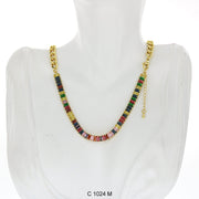 CZ Stones Chocker Chain Necklace C 1024 M - ChainsOnly