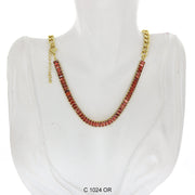 CZ Stones Chocker Chain Necklace C 1024 OR - ChainsOnly