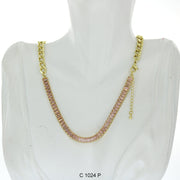 CZ Stones Chocker Chain Necklace C 1024 P - ChainsOnly