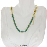 CZ Stones Chocker Chain Necklace C 1024 TR - ChainsOnly