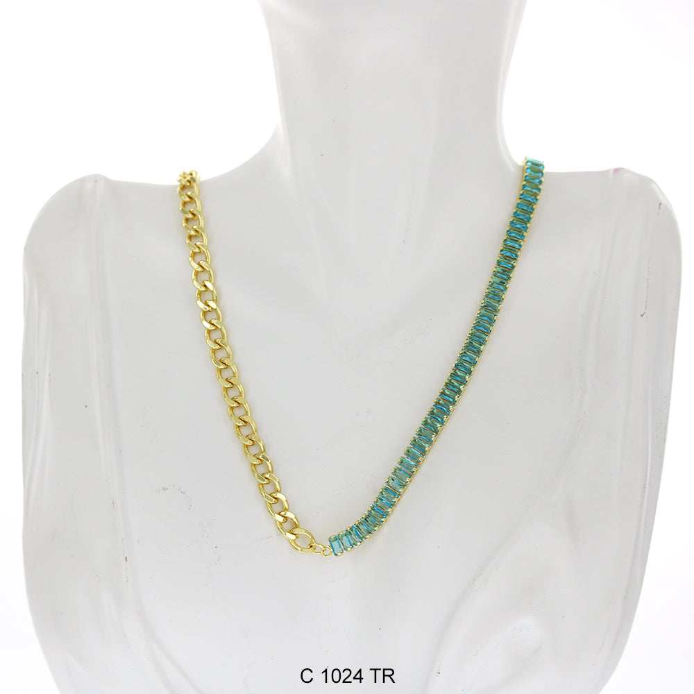 CZ Stones Chocker Chain Necklace C 1024 TR - ChainsOnly