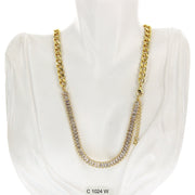 CZ Stones Chocker Chain Necklace C 1024 W - ChainsOnly