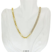 CZ Stones Chocker Chain Necklace C 1025 W - ChainsOnly