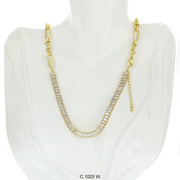 CZ Stones Chocker Chain Necklace C 1025 W - ChainsOnly