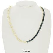 CZ Stones Chocker Chain Necklace C 1027 BL - ChainsOnly