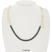 CZ Stones Chocker Chain Necklace C 1027 BL - ChainsOnly