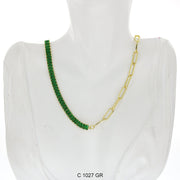 CZ Stones Chocker Chain Necklace C 1027 GR - ChainsOnly