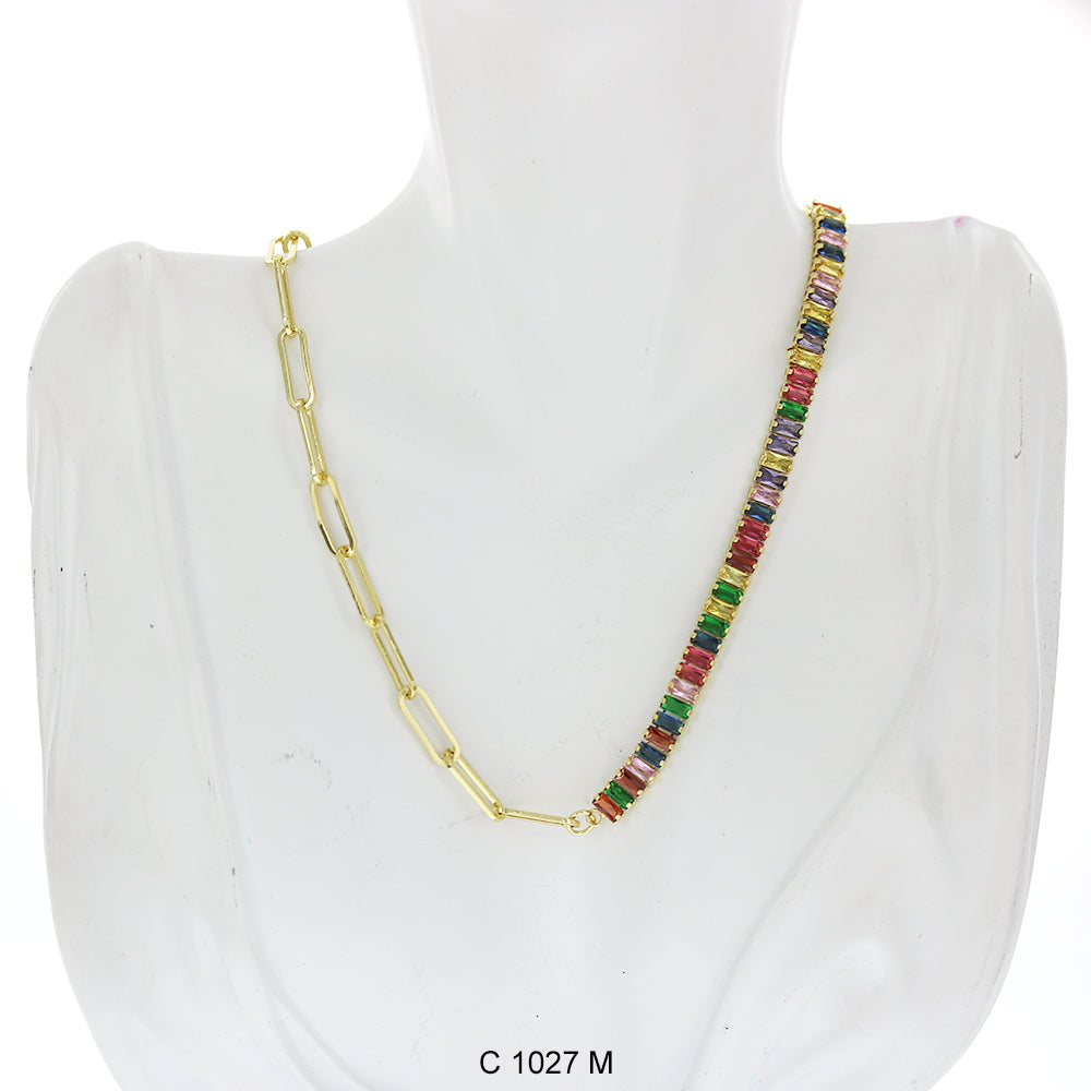 CZ Stones Chocker Chain Necklace C 1027 M - ChainsOnly