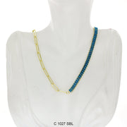 CZ Stones Chocker Chain Necklace C 1027 SBL - ChainsOnly