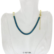 CZ Stones Chocker Chain Necklace C 1027 SBL - ChainsOnly
