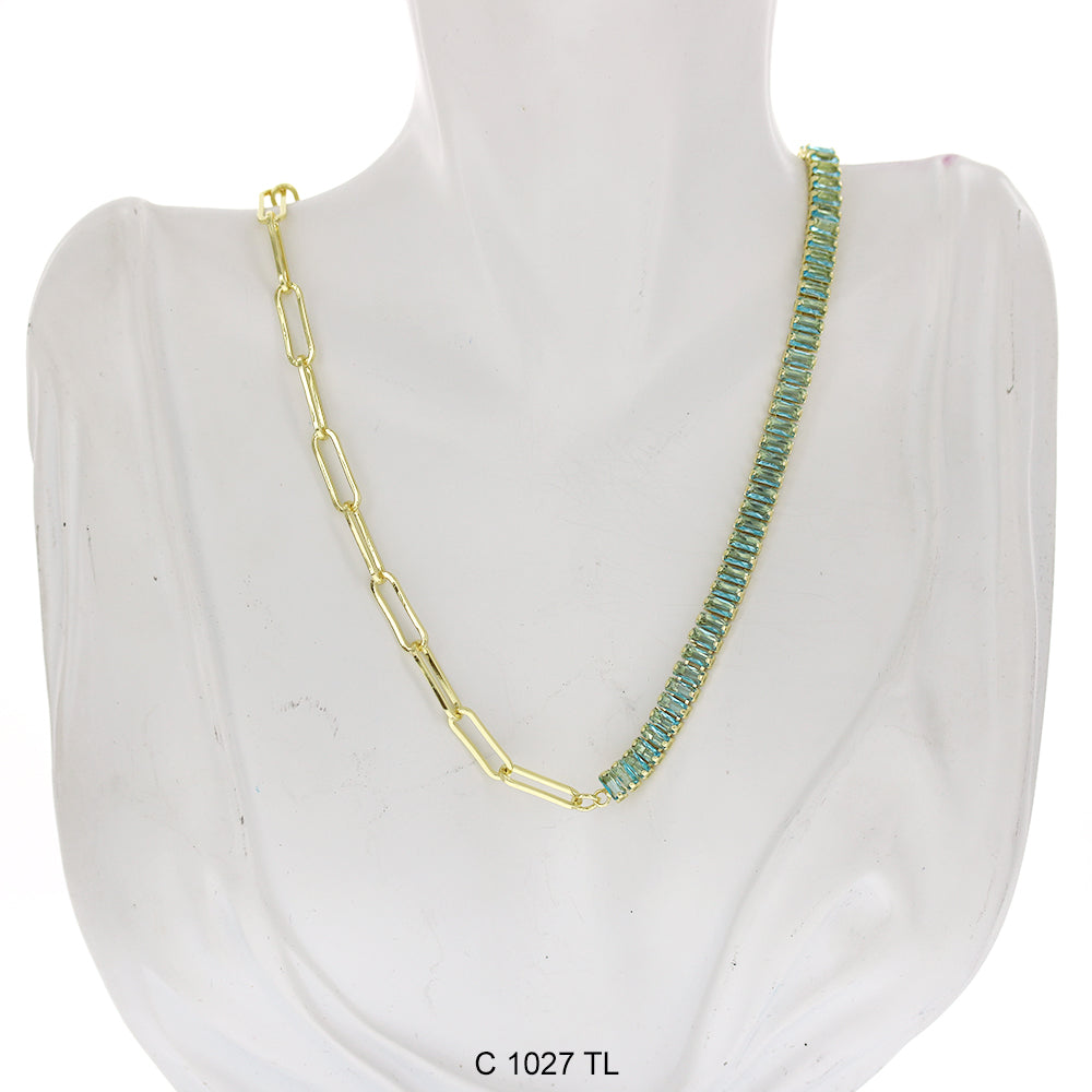 CZ Stones Chocker Chain Necklace C 1027 TL - ChainsOnly