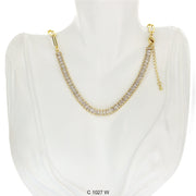 CZ Stones Chocker Chain Necklace C 1027 W - ChainsOnly