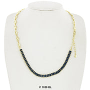 CZ Stones Chocker Chain Necklace C 1028 BL - ChainsOnly