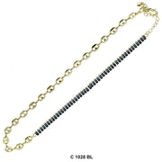 CZ Stones Chocker Chain Necklace C 1028 BL - ChainsOnly