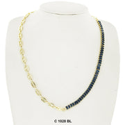 CZ Stones Chocker Chain Necklace C 1028 BL - ChainsOnly