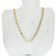 CZ Stones Chocker Chain Necklace C 1028 W - ChainsOnly