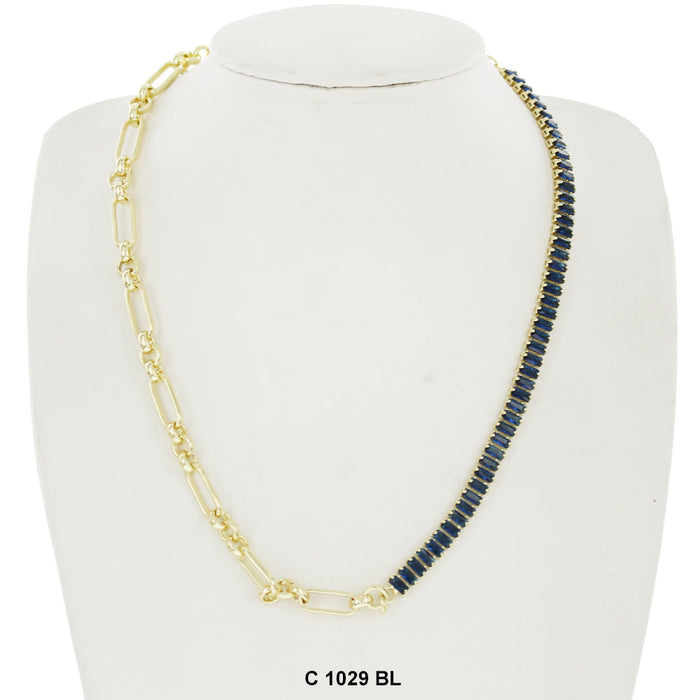 CZ Stones Chocker Chain Necklace C 1029 BL - ChainsOnly
