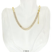 CZ Stones Chocker Chain Necklace C 1029 W - ChainsOnly