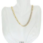 CZ Stones Chocker Chain Necklace C 1029 W - ChainsOnly