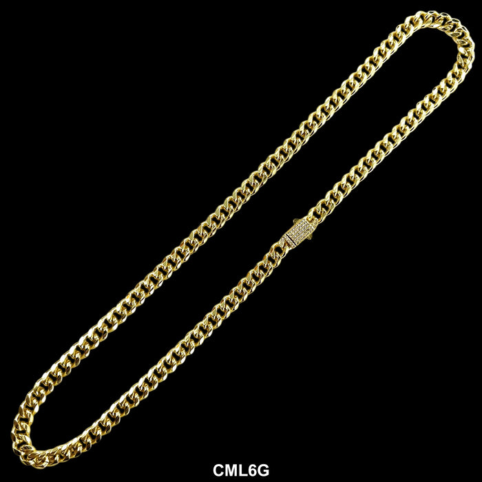 6 MM Monaco Lock Cuban Chain CML6G - ChainsOnly