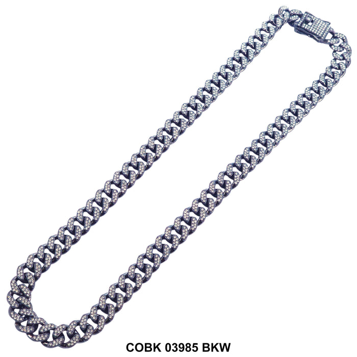 13 MM Hip Hop Necklace COBK 03985 BKW - ChainsOnly