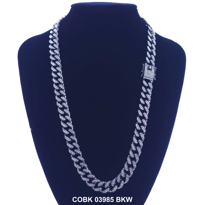 13 MM Hip Hop Necklace COBK 03985 BKW - ChainsOnly