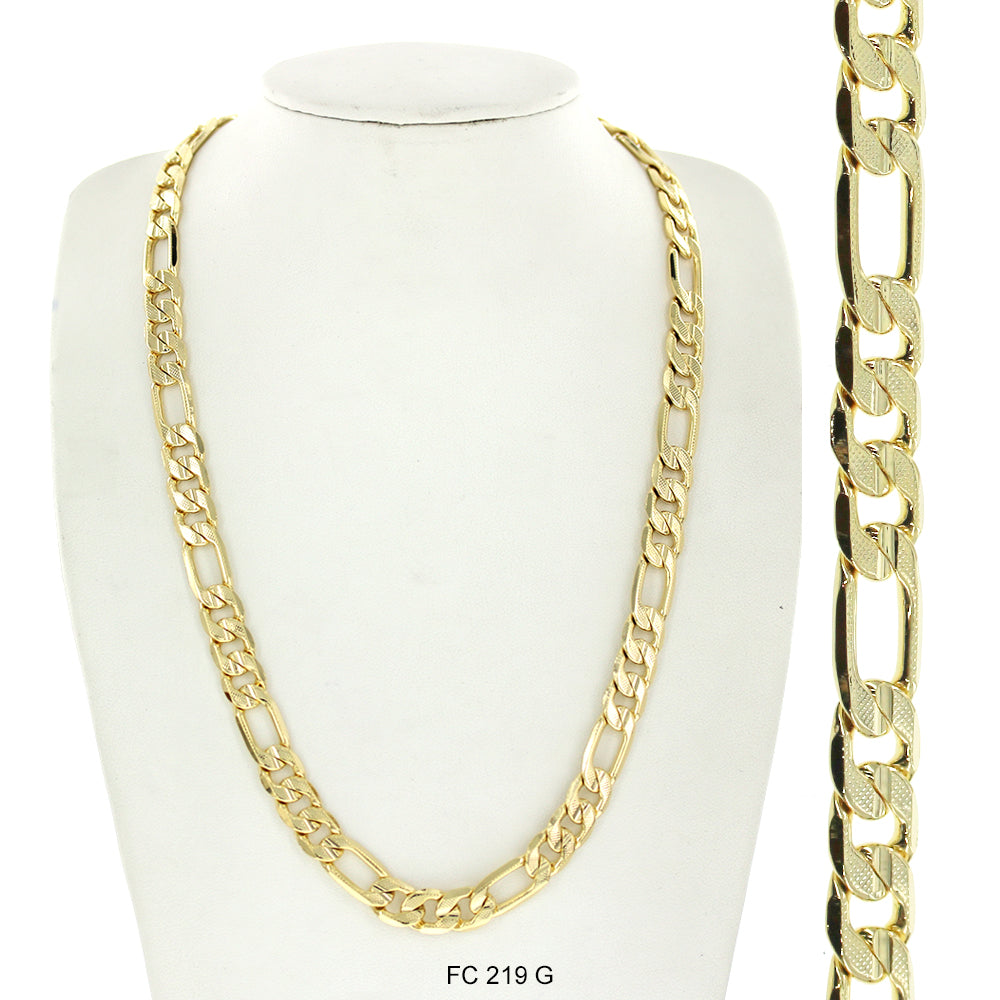 9.5 MM Diamond Cut Figaro Chain FC 219 G - ChainsOnly