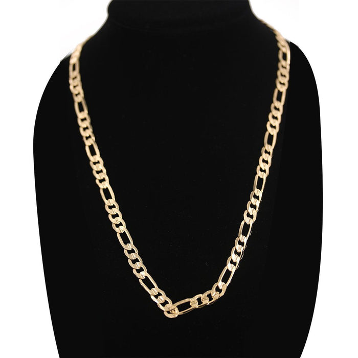 7 MM Diamond Cut Figaro Chain FGDC7G 24" - ChainsOnly