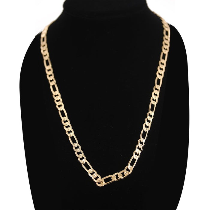 7 MM Diamond Cut Figaro Chain FGDC7G 26" - ChainsOnly