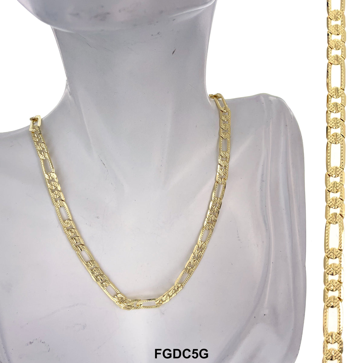 5 MM Diamond Cut Figaro Chain FGDC5G - ChainsOnly