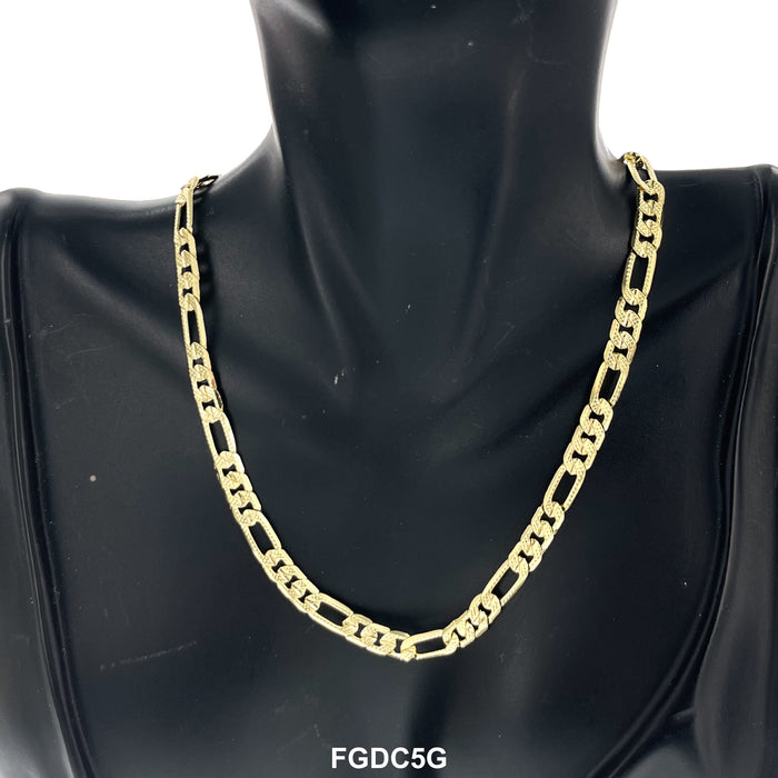 5 MM Diamond Cut Figaro Chain FGDC5G - ChainsOnly