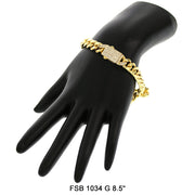 9 MM Cuban Bracelet FSB 1034 G 8.5" Chain - ChainsOnly