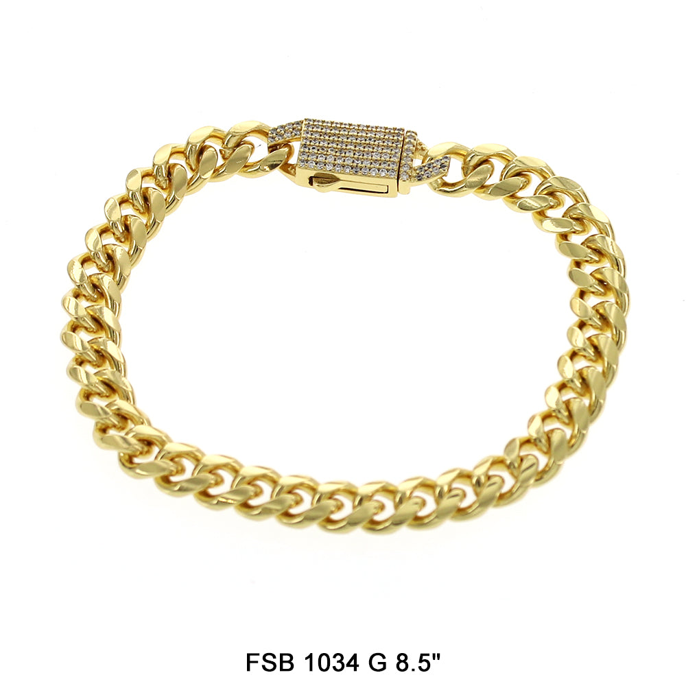 9 MM Cuban Bracelet FSB 1034 G 8.5" Chain - ChainsOnly