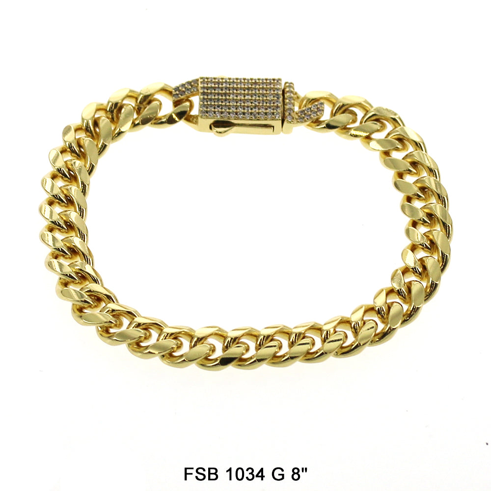 9 MM Cuban Bracelet FSB 1034 G 8" Chain - ChainsOnly